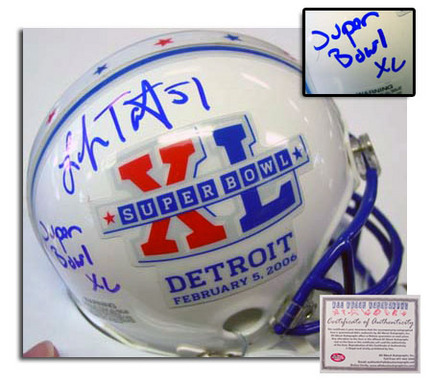 Lofa Tatupu Autographed Super Bowl XL Mini Football Helmet with "Super Bowl XL" and "51" Inscription