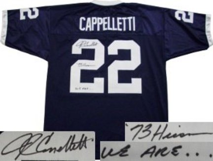 John Cappelletti Penn State Nittany Lions NCAA Autographed Authentic Style Blue Jersey