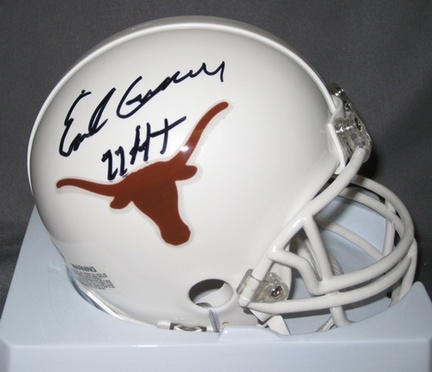 Earl Campbell Texas Longhorns NCAA Autographed Mini Football Helmet with '77 Heisman Trophy Inscription