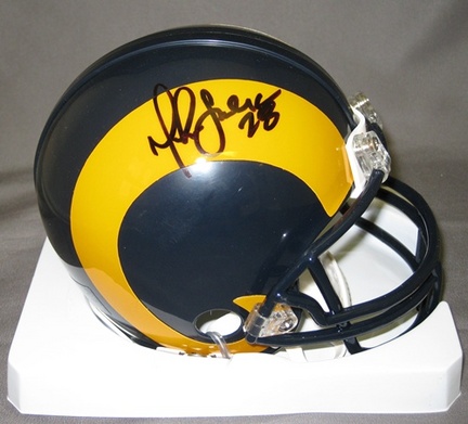 Marshall Faulk St. Louis Rams NFL Autographed Mini Throwback Football Helmet