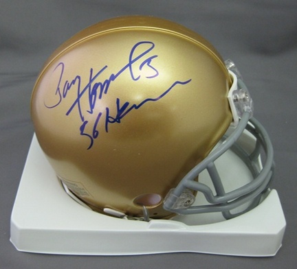 Paul Hornung Notre Dame Fighting Irish NCAA Autographed Mini Football Helmet with 56 Heisman Inscription