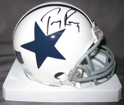 Tony Romo Dallas Cowboys NFL Autographed Mini White Football Helmet