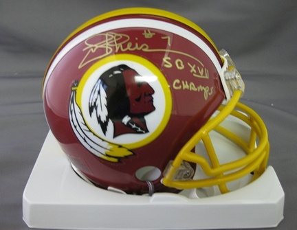 Joe Theismann Washington Redskins NFL Autographed Mini Football Helmet with SB XVII Champs Inscription