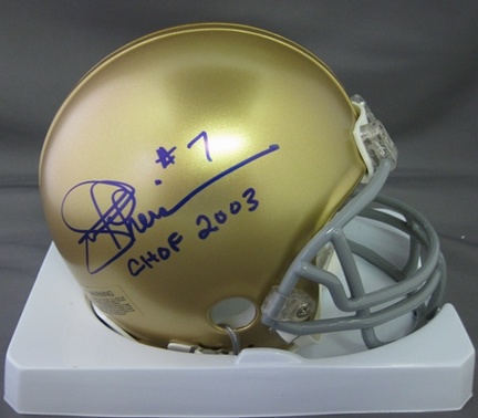 Joe Theismann Notre Dame Fighting Irish NCAA Autographed Mini Football Helmet with 2003 CHOF Inscription