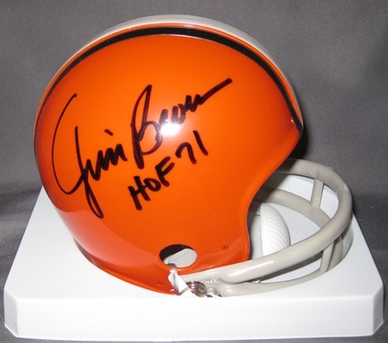Jim Brown Cleveland Browns NFL Autographed Mini Football Helmet with HOF '71 Inscription