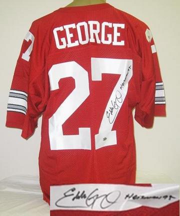 Eddie George Ohio State Buckeyes NCAA Autographed Authentic Red Jersey with '95 HT Inscription
