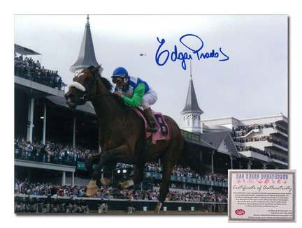 Edgar Prado Barbaro Horse Racing "2006 Kentucky Derby Side View" Autographed 8" x 10" Photograph
