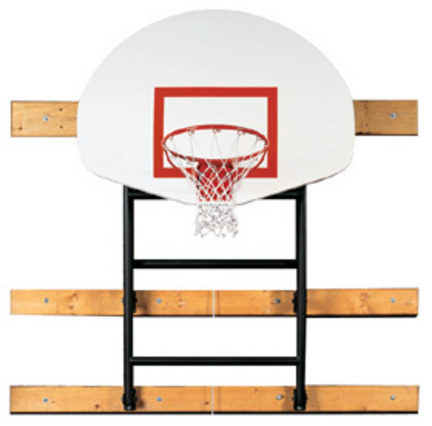 133" - 156" Extension Wall-Braced Fold Up Basketball Backstop with Manual Winch from Spalding
