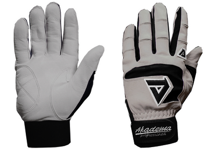Akadema Professional Sheepskin Leather Adult Batting Gloves - 1 Pair (Black / Grey)