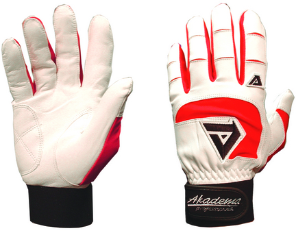 Akadema Professional Sheepskin Leather Adult Batting Gloves - 1 Pair (Red / White)