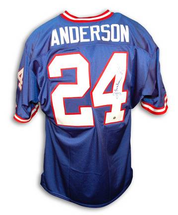 Ottis Anderson New York Giants Autographed Throwback NFL Football Jersey (Blue)
