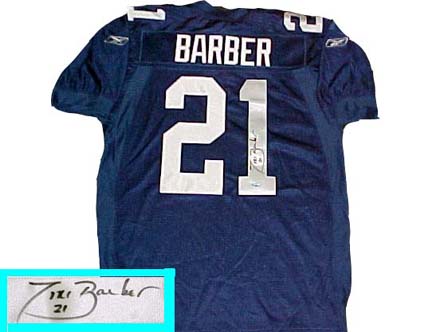 Tiki Barber Autographed New York Giants Reebok Authentic Blue Football Jersey