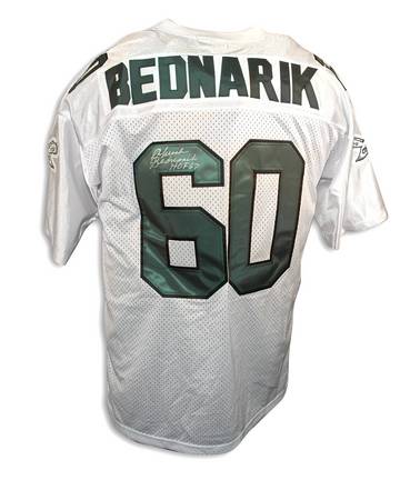 Chuck Bednarik Autographed Custom Throwback NFL Football Jersey Inscribed "HOF 67" (White)