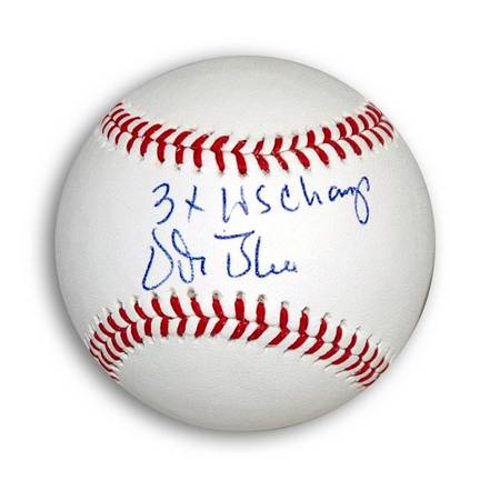 Vida Blue Autographed OML Baseball Inscribed "3X WS Champs"