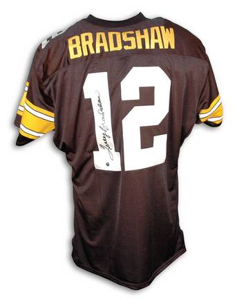 Terry Bradshaw Pittsburgh Steelers Autographed Throwback NFL Football Jersey (Black)