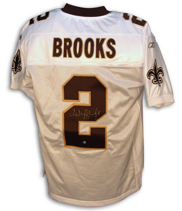 Aaron Brooks New Orleans Saints Autographed Authentic Reebok NFL Football Jersey (White)