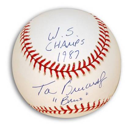 Tom Brunansky Autographed Baseball Inscribed with "WS Champs 1987" and "Bruno"