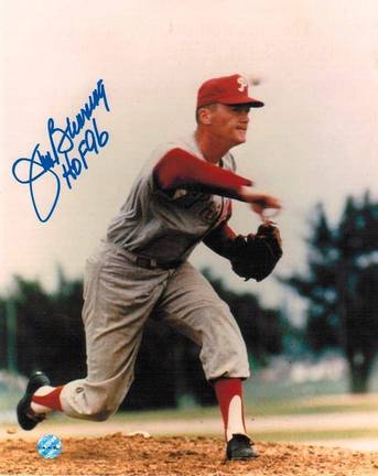 Jim Bunning Philadelphia Phillies Autographed 8" x 10" Unframed Photograph Inscribed with "HOF 96"