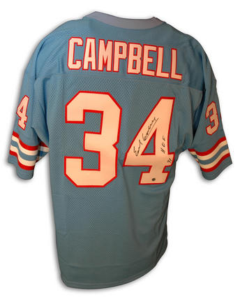 Earl Campbell Autographed Houston Oilers Blue Throwback Football Jersey