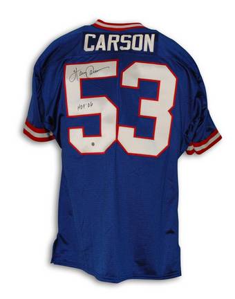 Harry Carson Autographed New York Giants Blue Throwback Jersey Inscribed "HOF 06"