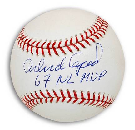 Orlando Cepeda Autographed MLB Baseball Inscribed with "67 NL MVP"