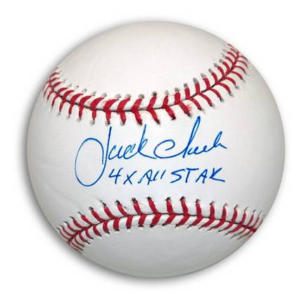 Jack Clark Autographed OML Baseball Inscribed "4X All Star"