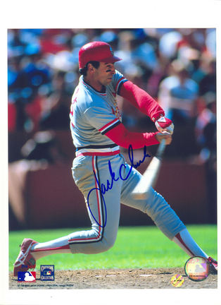 Jack Clark Autographed St. Louis Cardinals 8" x 10" Photograph in his Gray Road Uniform (Unframed)