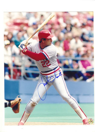 Jack Clark Autographed St. Louis Cardinals 8" x 10" Photograph in his White Home Uniform (Unframed)