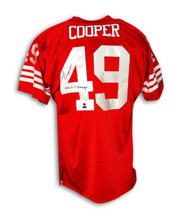 Earl Cooper San Francisco 49ers Autographed Throwback Jersey Inscribed with "SB 16,19 Champs"