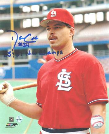 Danny Cox Autographed "With Bat" St. Louis Cardinals 8" x 10" Photo Inscribed "85 & 87 NL C