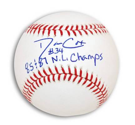 Danny Cox Autographed MLB Baseball Inscribed with "85 & 87 NL Champs"