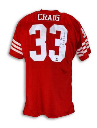 Roger Craig Autographed San Francisco 49ers Red Throwback Jersey Inscribed "3X SB Champs"