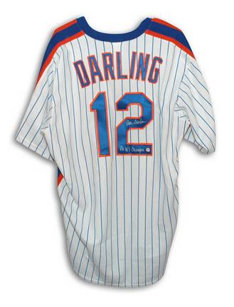 Ron Darling New York Mets Autographed White Pinstriped Majestic Jersey Inscribed with "86 WS Champs"