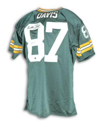 Willie Davis Autographed Green Bay Packers Green Throwback Jersey Inscribed "HOF 81"