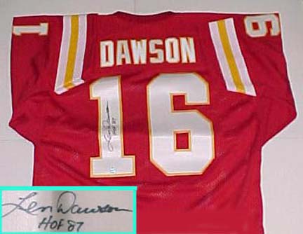 Len Dawson Autographed Kansas City Chiefs Throwback Red Jersey with "HOF 87" Inscription