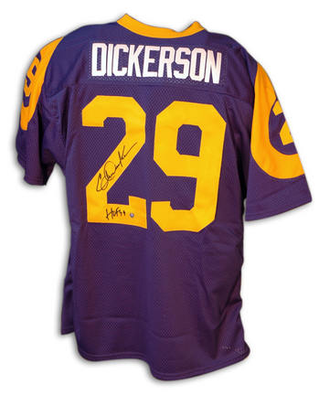 Eric Dickerson Autographed Los Angeles Rams Throwback Blue Jersey with "HOF 99" Inscription