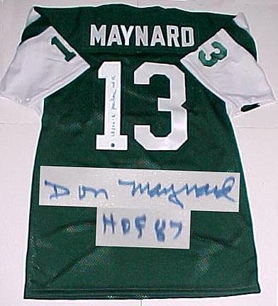 Don Maynard New York Jets Autographed Throwback Green Jersey with "HOF 87" Inscription