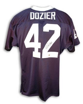 D.J. Dozier Autographed Custom Football Jersey (Navy Blue with White Collar)