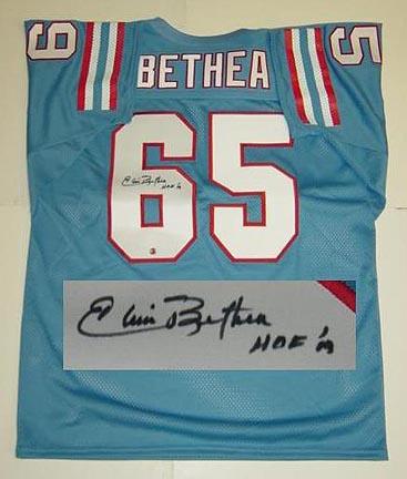 Elvin Bethea Houston Oilers NFL Autographed Throwback Jersey "HOF 03" Inscription 