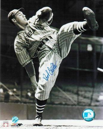 Bob Feller Autographed "Leg Kick" Cleveland Indians 8" x 10" Photo