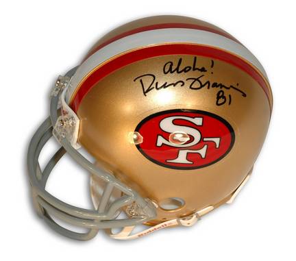 Russ Francis Autographed San Francisco 49ers Mini Football Helmet Inscribed with "Aloha"
