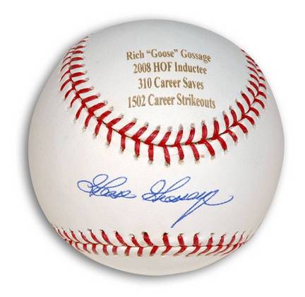 Rich "Goose" Gossage Autographed MLB Baseball with Career Stats Printed in Gold