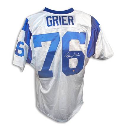 Rosey Grier Autographed Custom Throwback NFL Football Jersey (White)
