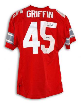 Archie Griffin Ohio State Buckeyes Autographed Red Throwback Jersey Inscribed with "H.T. 74/75"