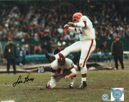 Lou Groza Cleveland Browns Autographed 8" x 10" Color Kick Photograph (Unframed)