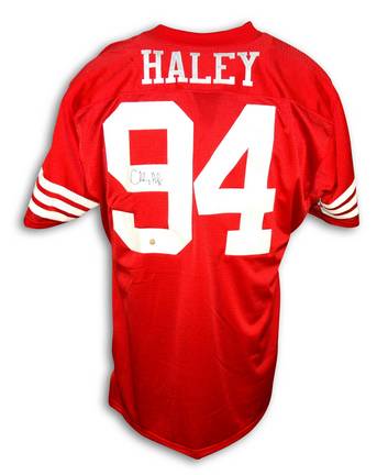 Charles Haley Autographed Custom Throwback Football Jersey (Red)