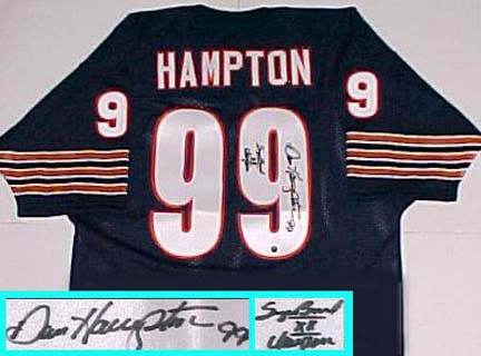 Dan Hampton Autographed Chicago Bears Throwback Blue Jersey with "HOF 2002" Inscription