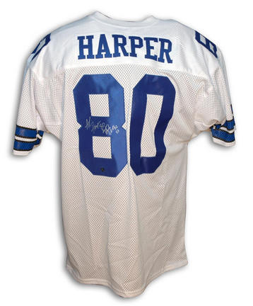Alvin Harper Autographed Dallas Cowboys White Throwback Jersey Inscribed with "Super Bowl Champs 92 93"