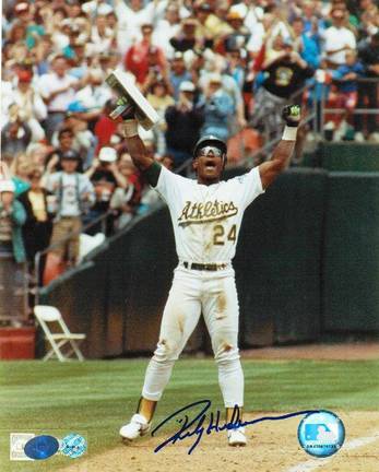 Rickey Henderson Oakland Athletics Autographed "Celebrating" 8" x 10" Unframed Photograph  