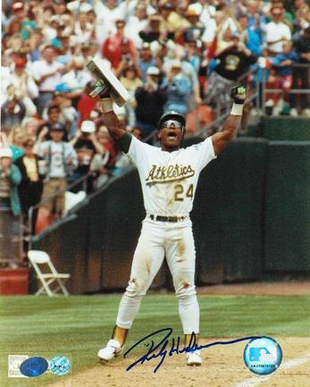 Rickey Henderson Oakland Athletics Autographed "Celebrating" 8" x 10" Unframed Photograph  